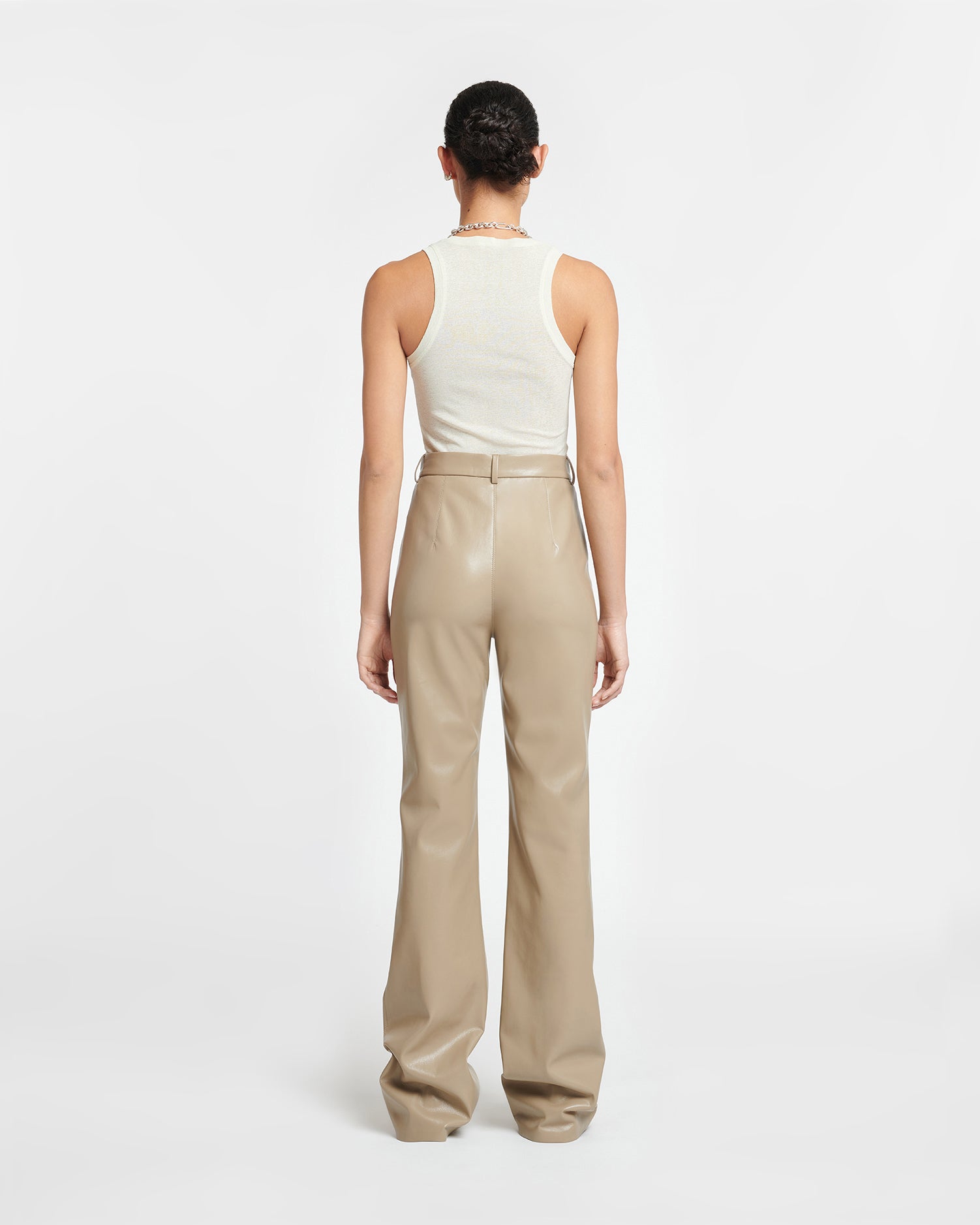 Leena - Okobor™ Alt-Leather Pants - Ashy Taupe