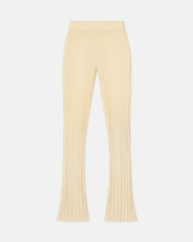 Malise - Cropped Ribbed Merino Pants - Lime Yellow/Creme