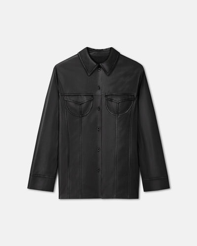 Karline - Okobor™ Alt-Leather Shirt - Black