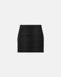 Ceara - SmockedOkobor™ Alt-Leather Mini Skirt - Black