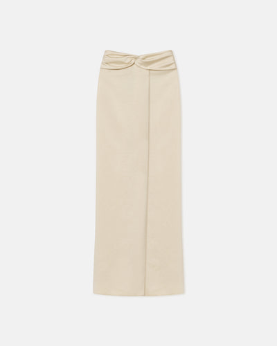 Myde - Draped Crisp-Satin Maxi Skirt - Creme