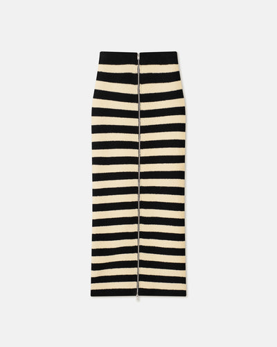 Nima - Striped Terry-Knit Midi Skirt - Creme/Off Black