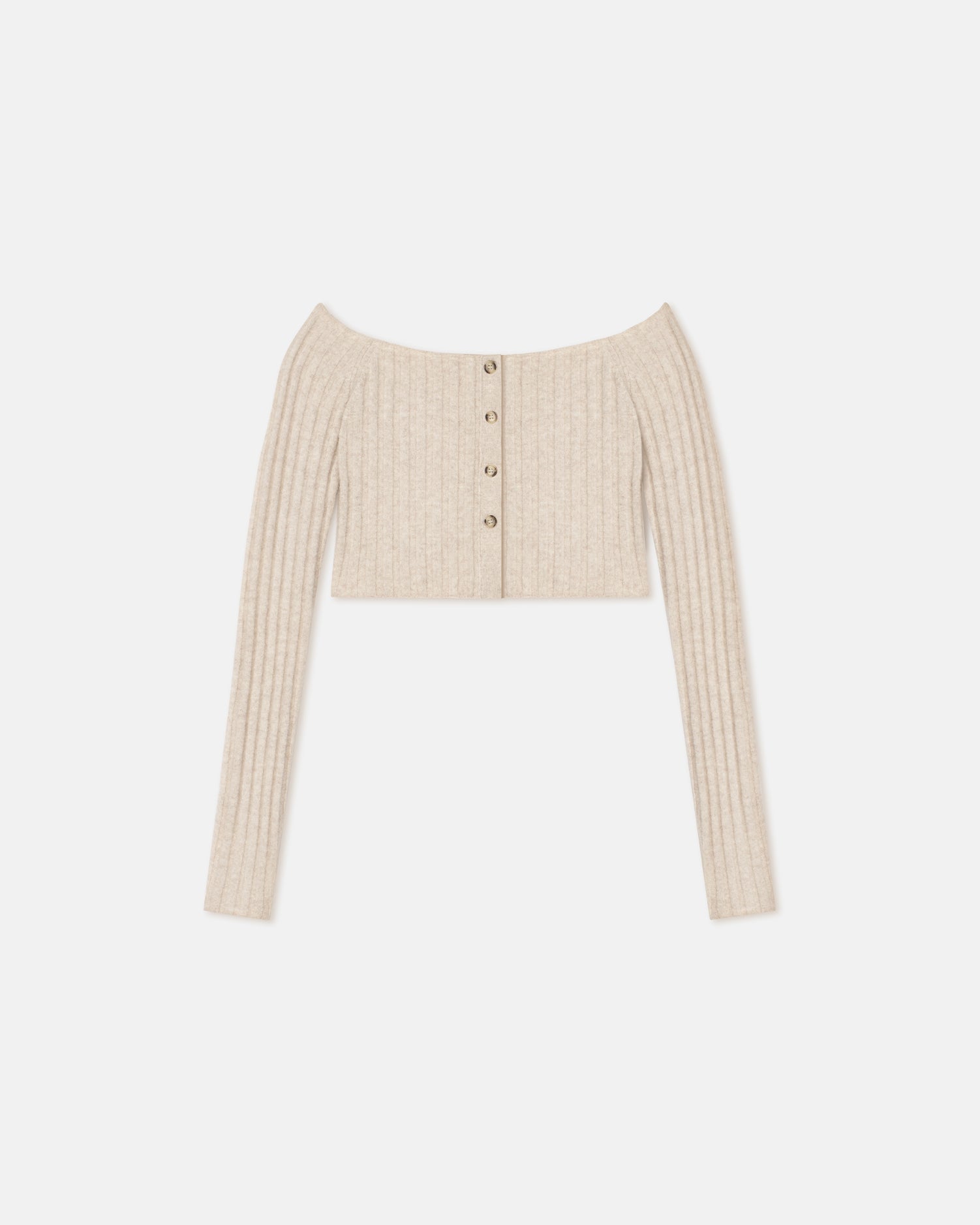 Sidone - Off-The-Shoulder Jersey Cardigan - Creme
