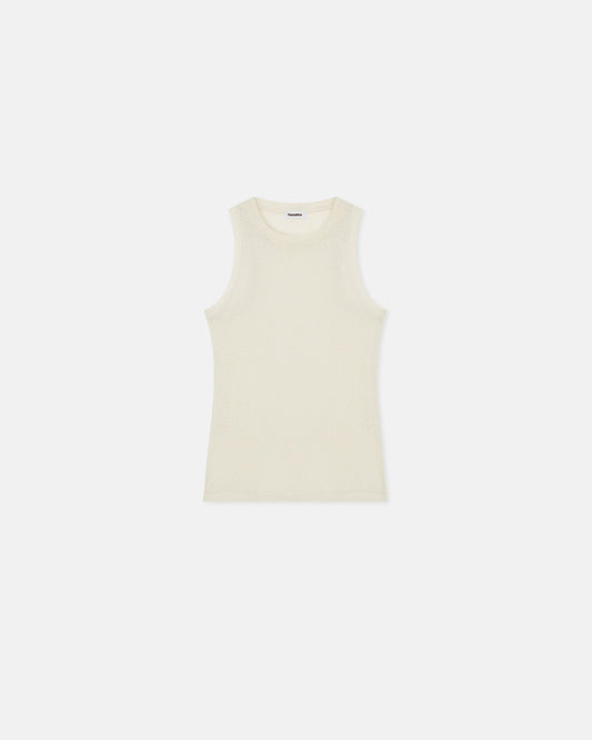 Anneke - Mesh-Jersey Tank Top - White Wax