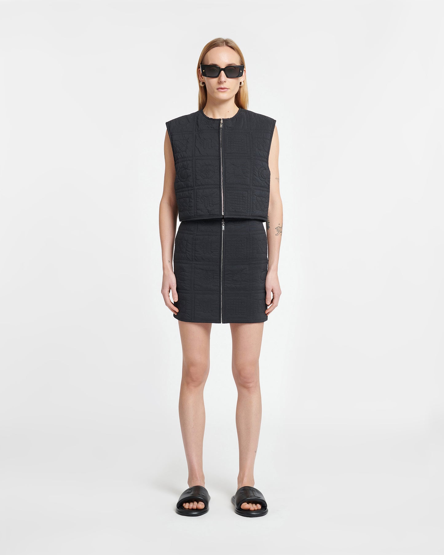 Lise - Quilted Tech Poplin Vest - Black