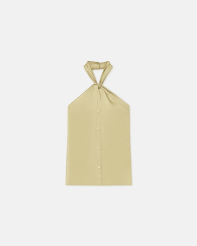 Neline - Draped Slip Satin Top - Lime Yellow