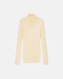 Zareen - Ribbed Merino Wool Turtleneck Top - Lime Yellow/Creme