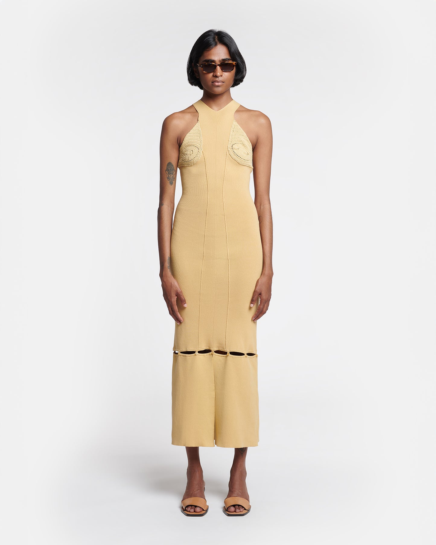 Seya - Crocheted Ribbed-Knit Maxi Dress - Sun Yellow