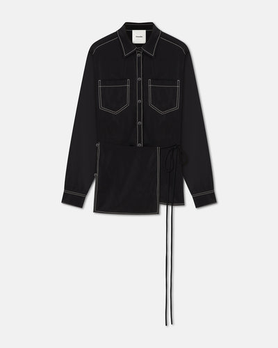 Metta - Glass Poplin Shirt Dress - Black