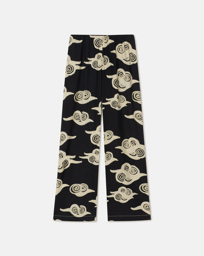 Brenda - Printed Crepe Pants - Cloud Black/Creme