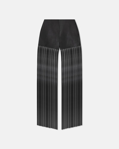 Amalee - Fringed Regenerated Leather Shorts - Black