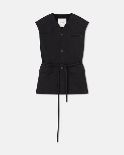 Astrid - Washed-Canvas Vest - Black