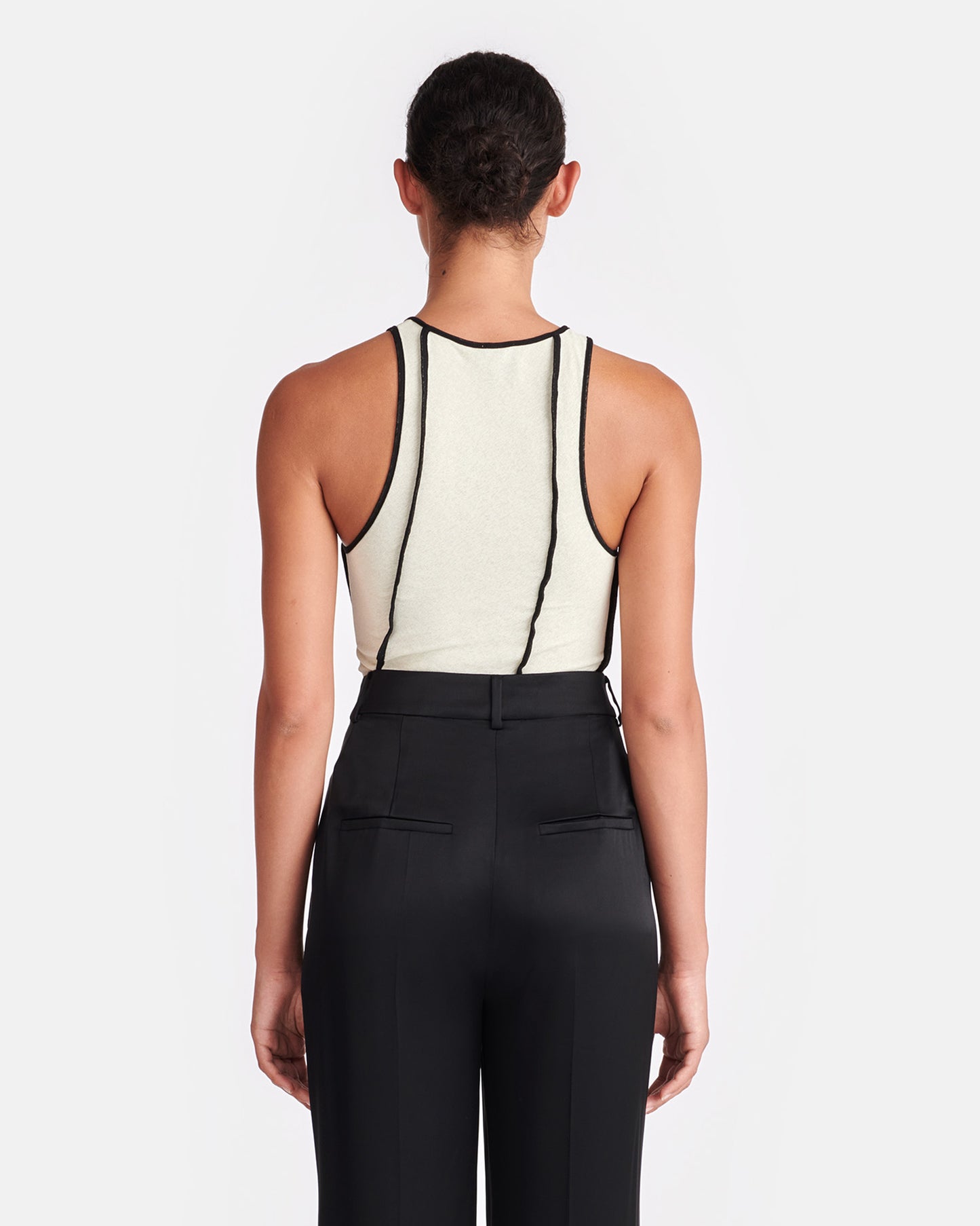 Enna - Patchwork Mesh-Jersey Tank Top - White wax/Black