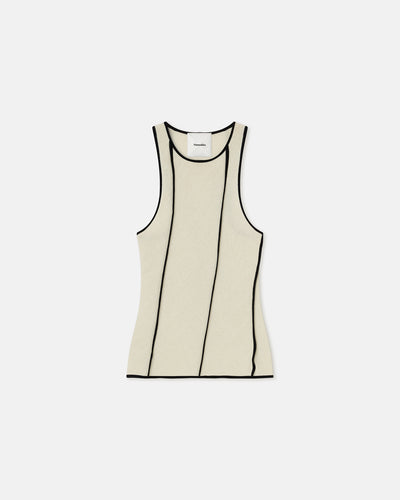 Enna - Patchwork Mesh-Jersey Tank Top - White wax/Black