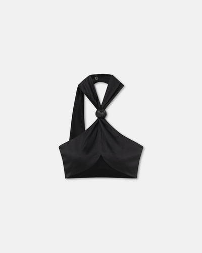 Maru - Knotted Slip Satin Bralette - Black