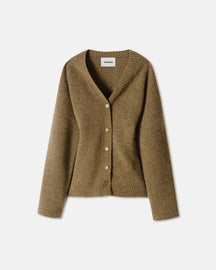 Farra - Fluffy Knit Cardigan - Custard