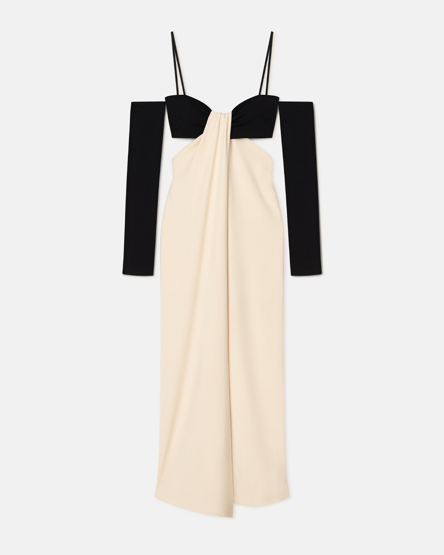 Selly - Draped Georgette and Jersey Dress - Butter/Black