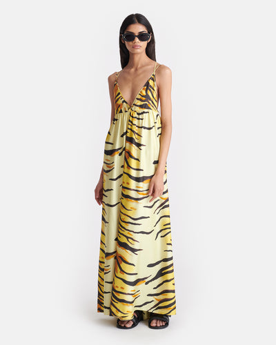 Delphy - Printed Silk Twill Maxi Dress - Tiger