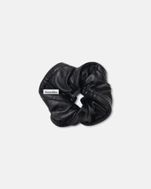 Trish - Twisted Regenerated Leather Scrunchie - Black