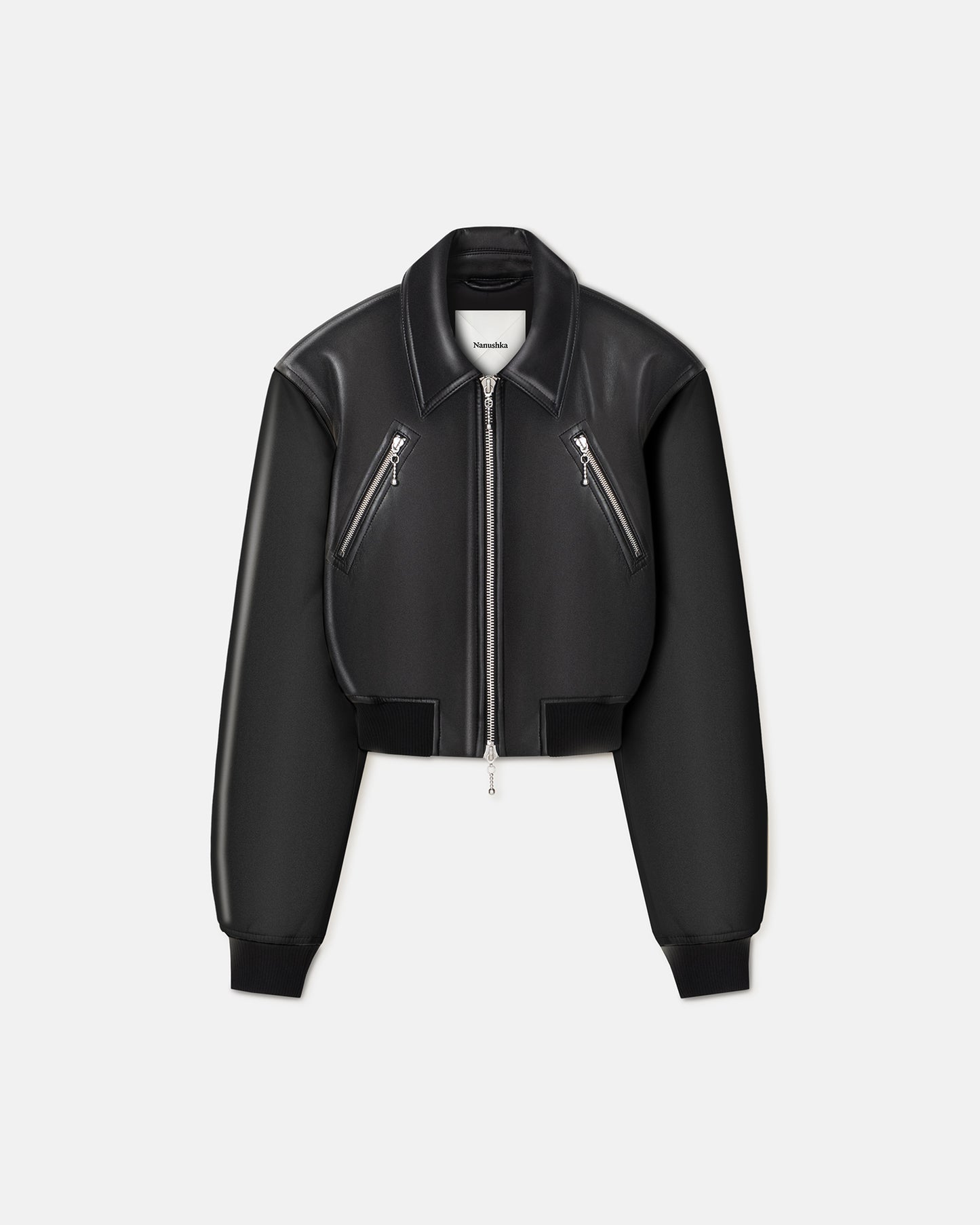 Myrto - Cropped Regenerated Leather Jacket - Black