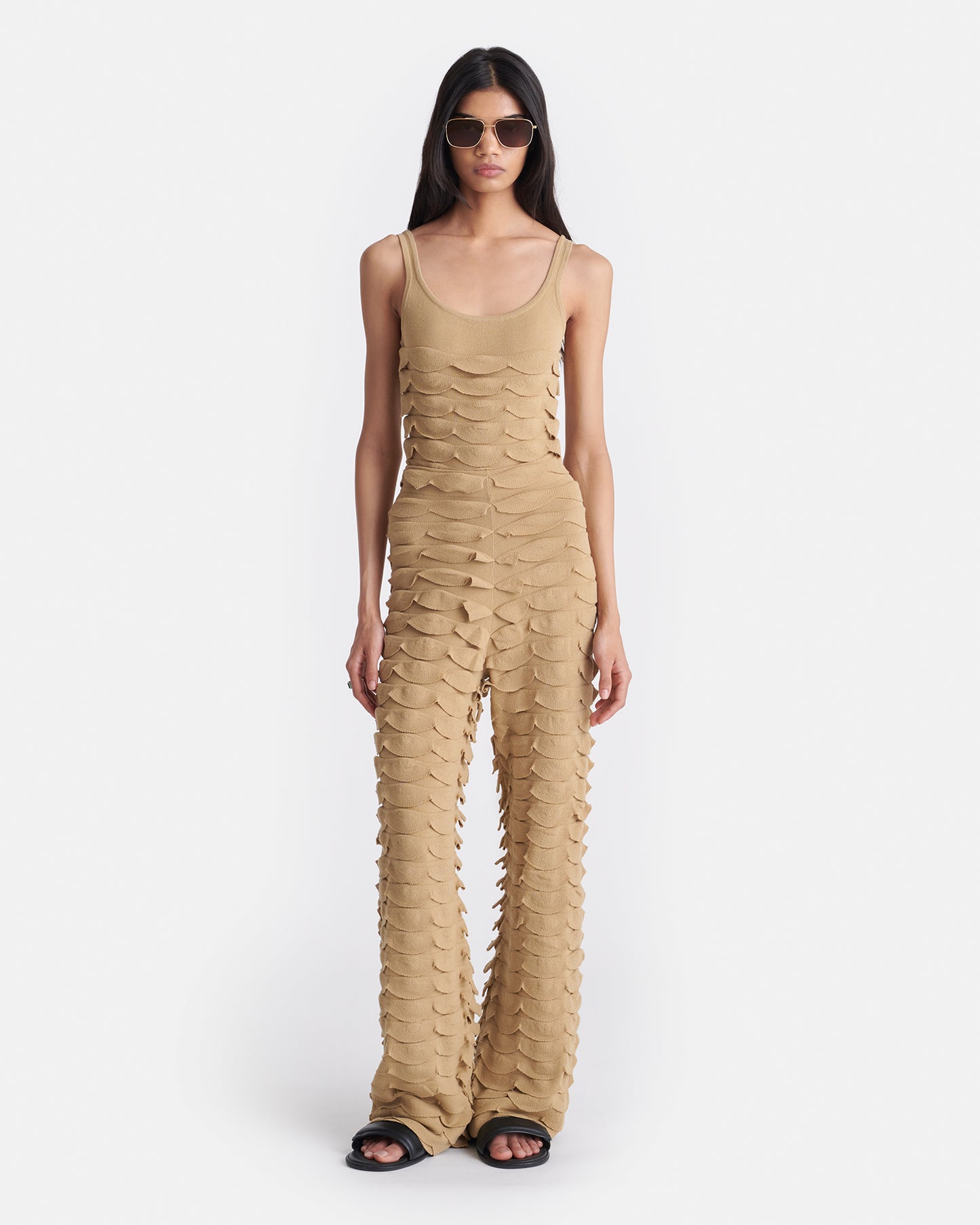 Polina - Textured Cotton-Blend Bodysuit - Camel