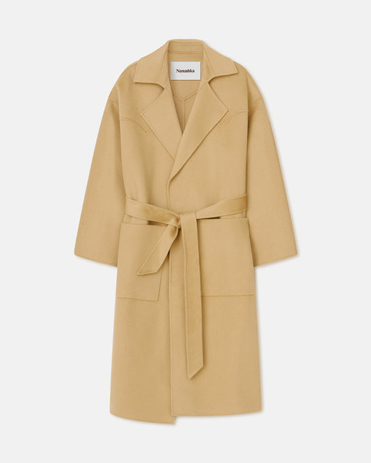 Alamo - Wool Silk Blend Robe Coat - Sun Yellow