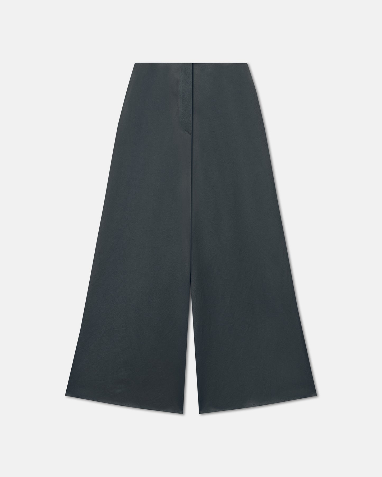 Zaniah - Crinkled Satin Wide-Leg Pants - Carbon