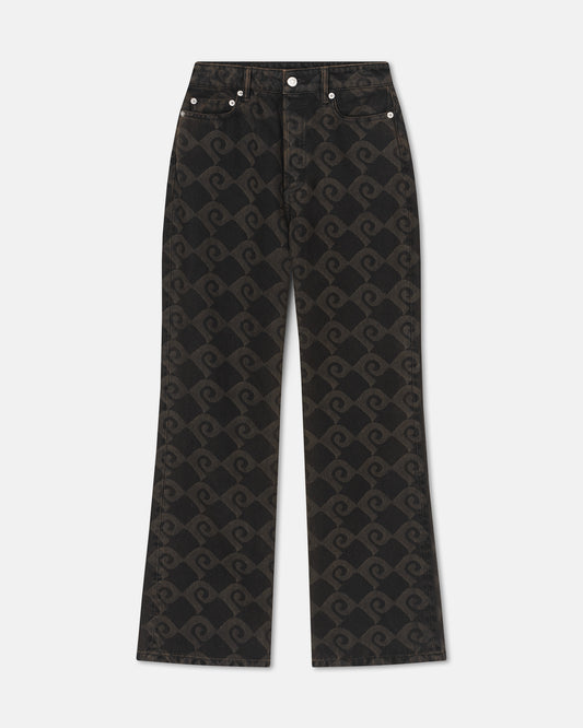 Raiden - Printed Bootcut Jeans - Diamond Check Black