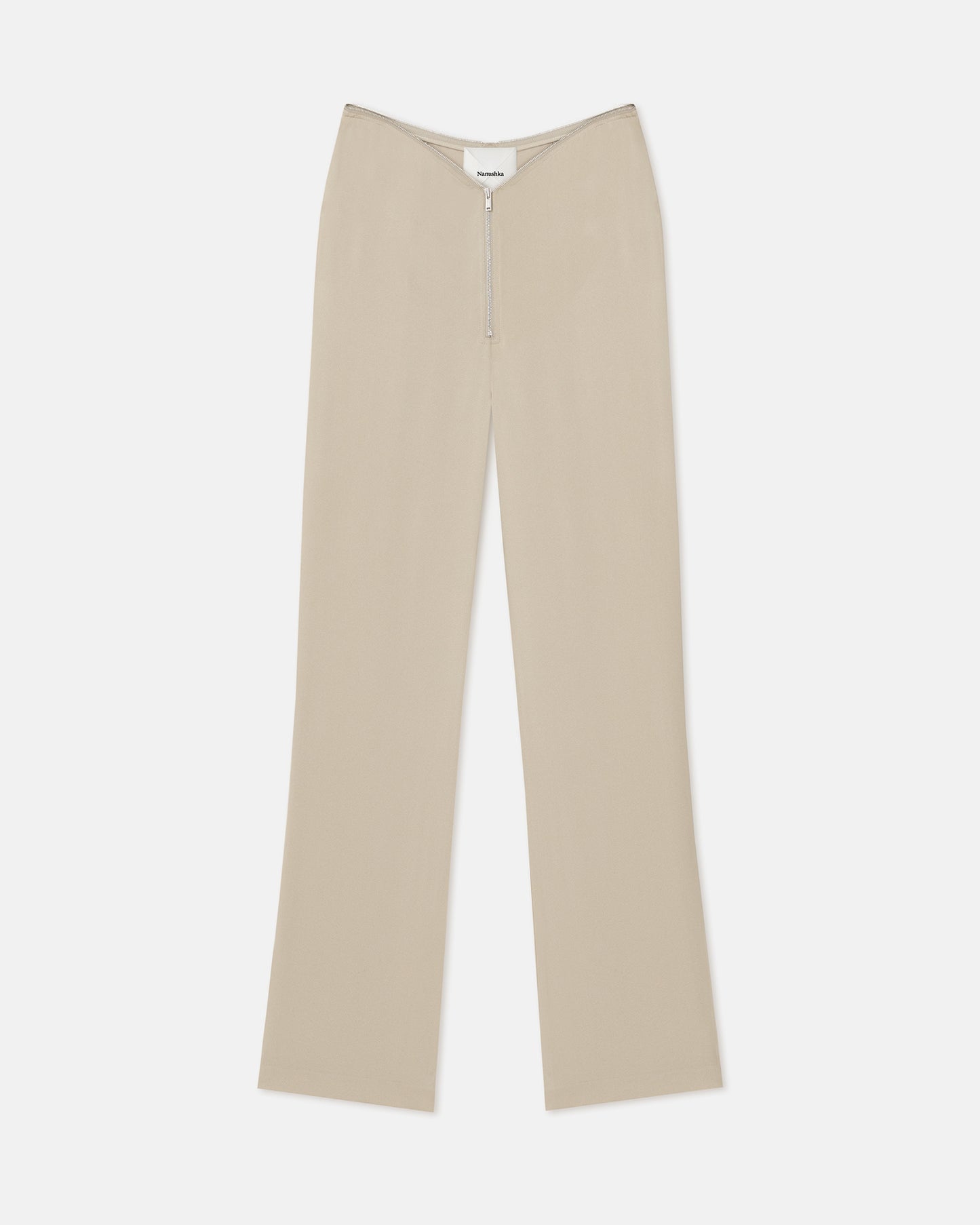 Linett - Georgette Slim-Leg Pants - Oat