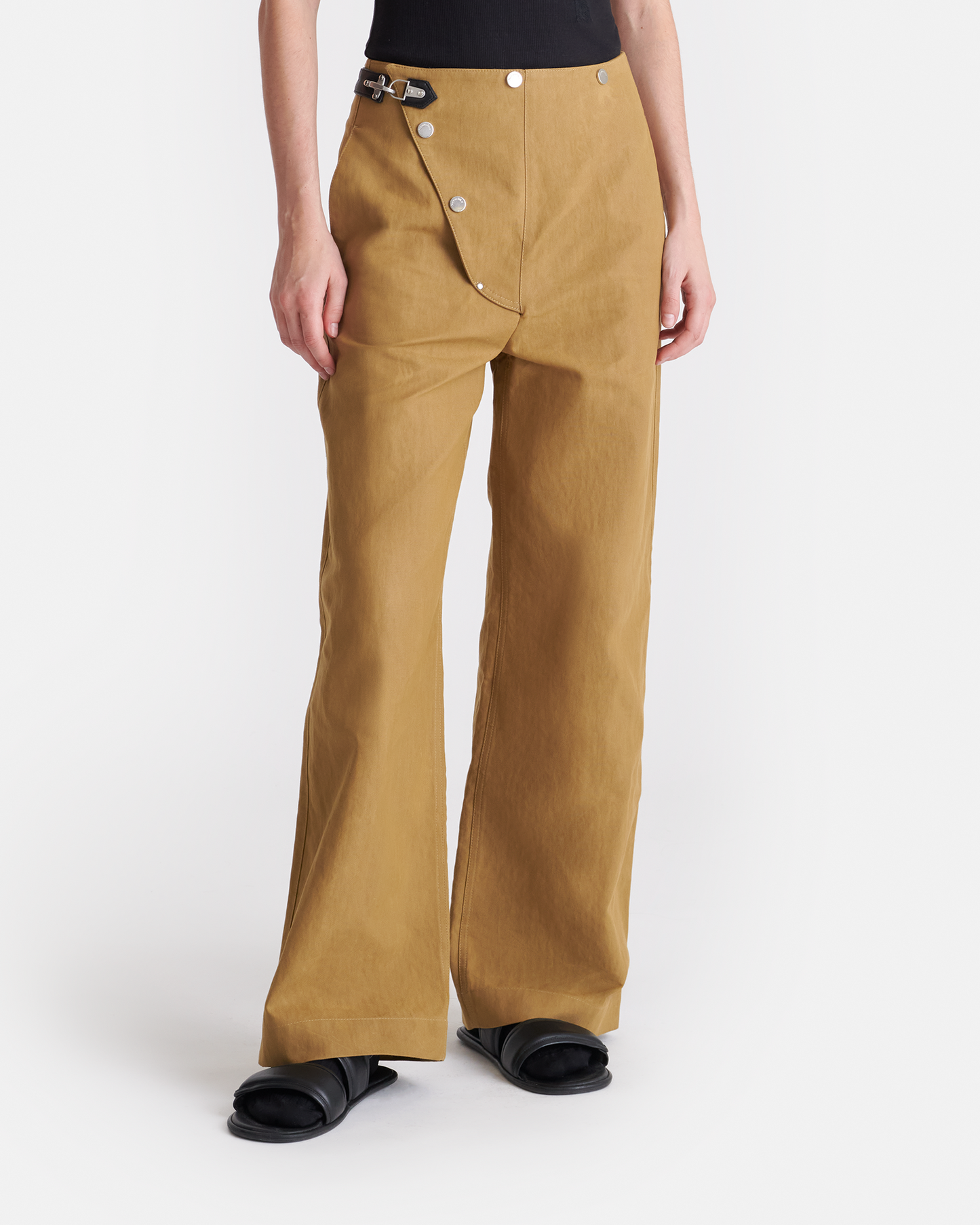 Sharni - Wax Cotton Wide-Leg Pants - Yellow Khaki