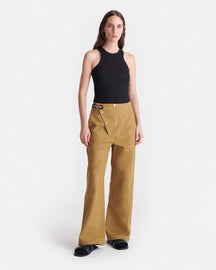 Sharni - Wax Cotton Wide-Leg Pants - Yellow Khaki