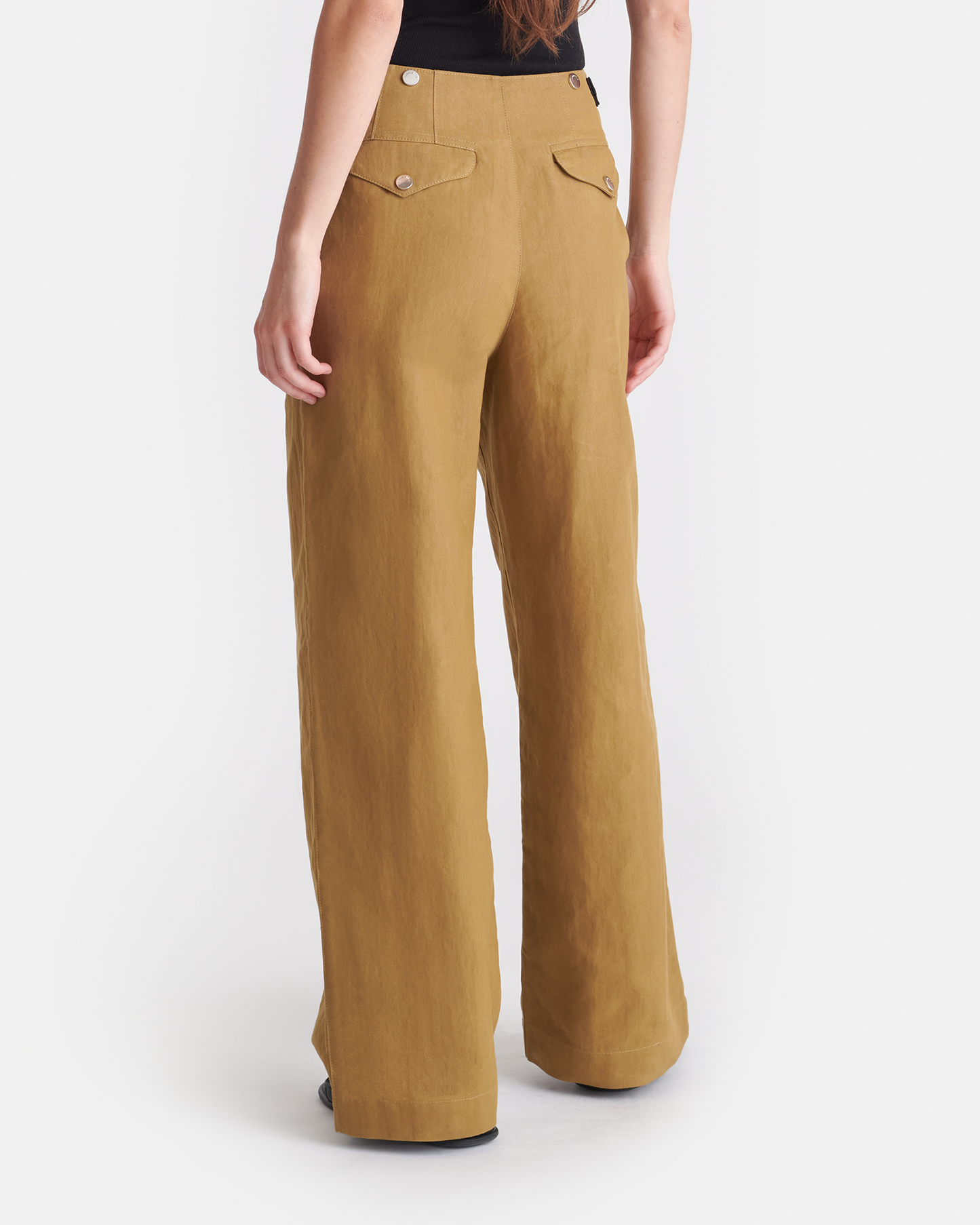 Sharni - Wax Cotton Wide-Leg Pants - Yellow Khaki