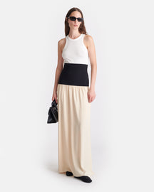 Ranee - Jersey and Georgette Maxi Skirt - Butter/Black