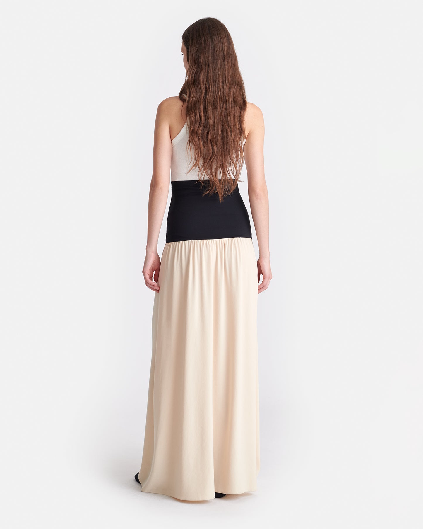 Ranee - Jersey and Georgette Maxi Skirt - Butter/Black