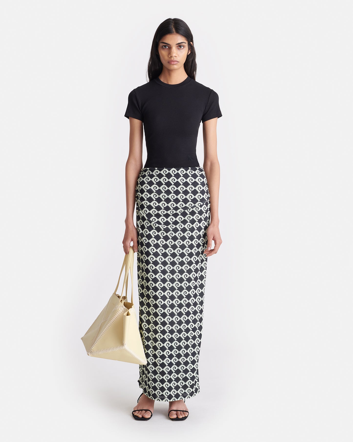 Norine - Ruched Mesh-Jersey Midi Skirt - Diamond Check