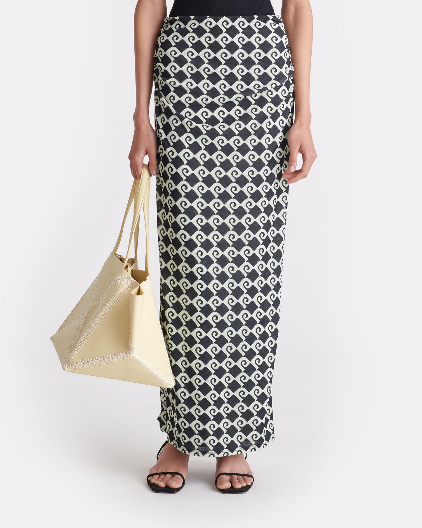 Norine - Ruched Mesh-Jersey Midi Skirt - Diamond Check