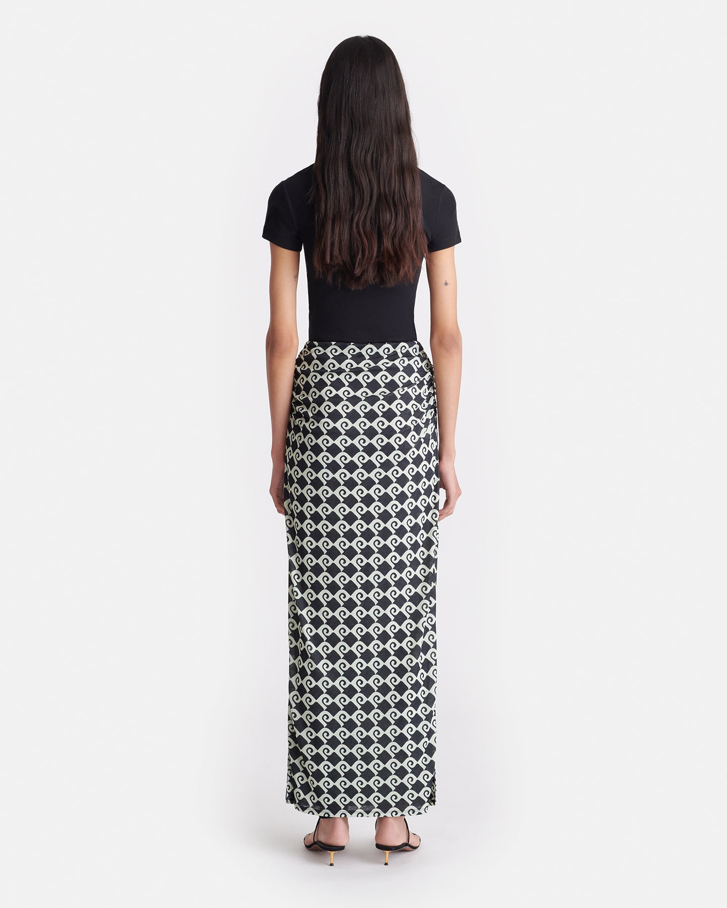 Norine - Ruched Mesh-Jersey Midi Skirt - Diamond Check