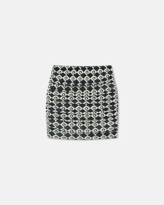 Pamyla - Draped Mesh Jersey Mini Skirt - Diamond Check