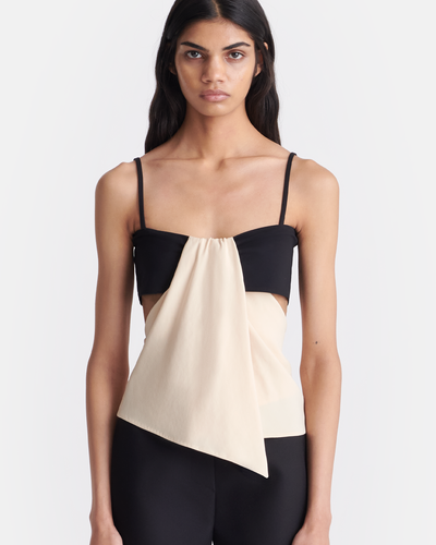 Lisbeth - Draped Georgette And Jersey Top - Butter/Black