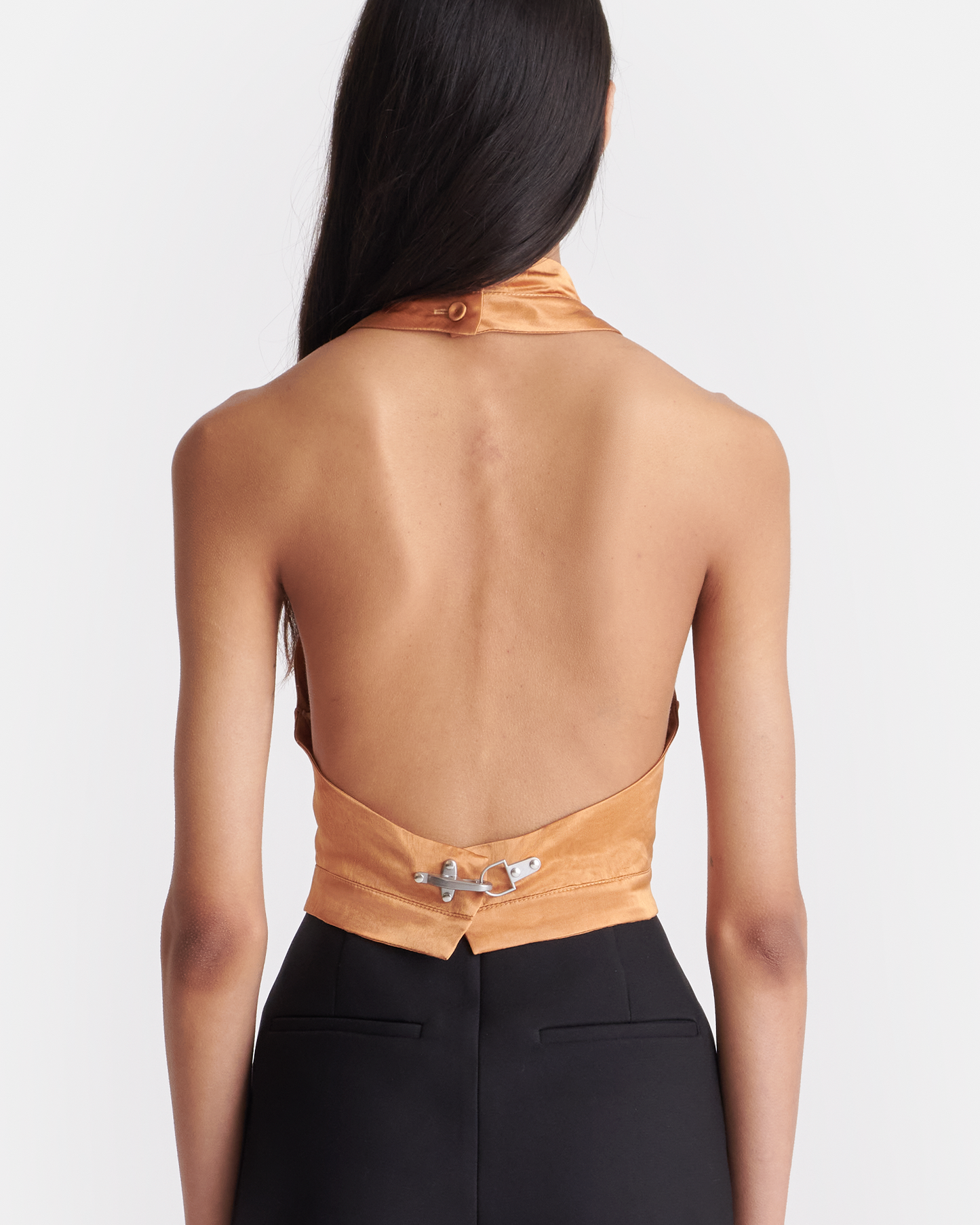 Inara - Crinkled Satin Top - Apricot