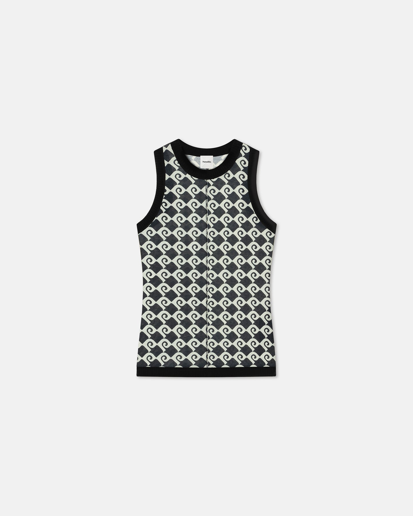 Denalie - Mesh Jersey Top - Diamond Check/Black