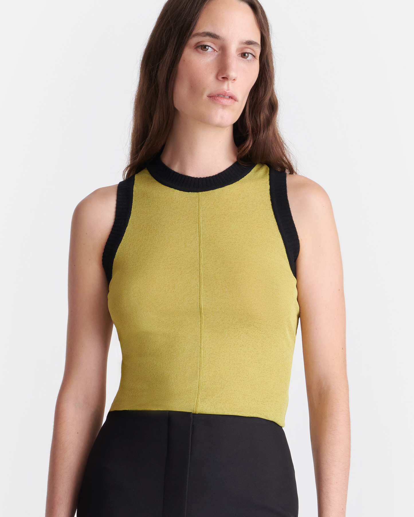 Denalie - Mesh Jersey Top - Pistachio/Black