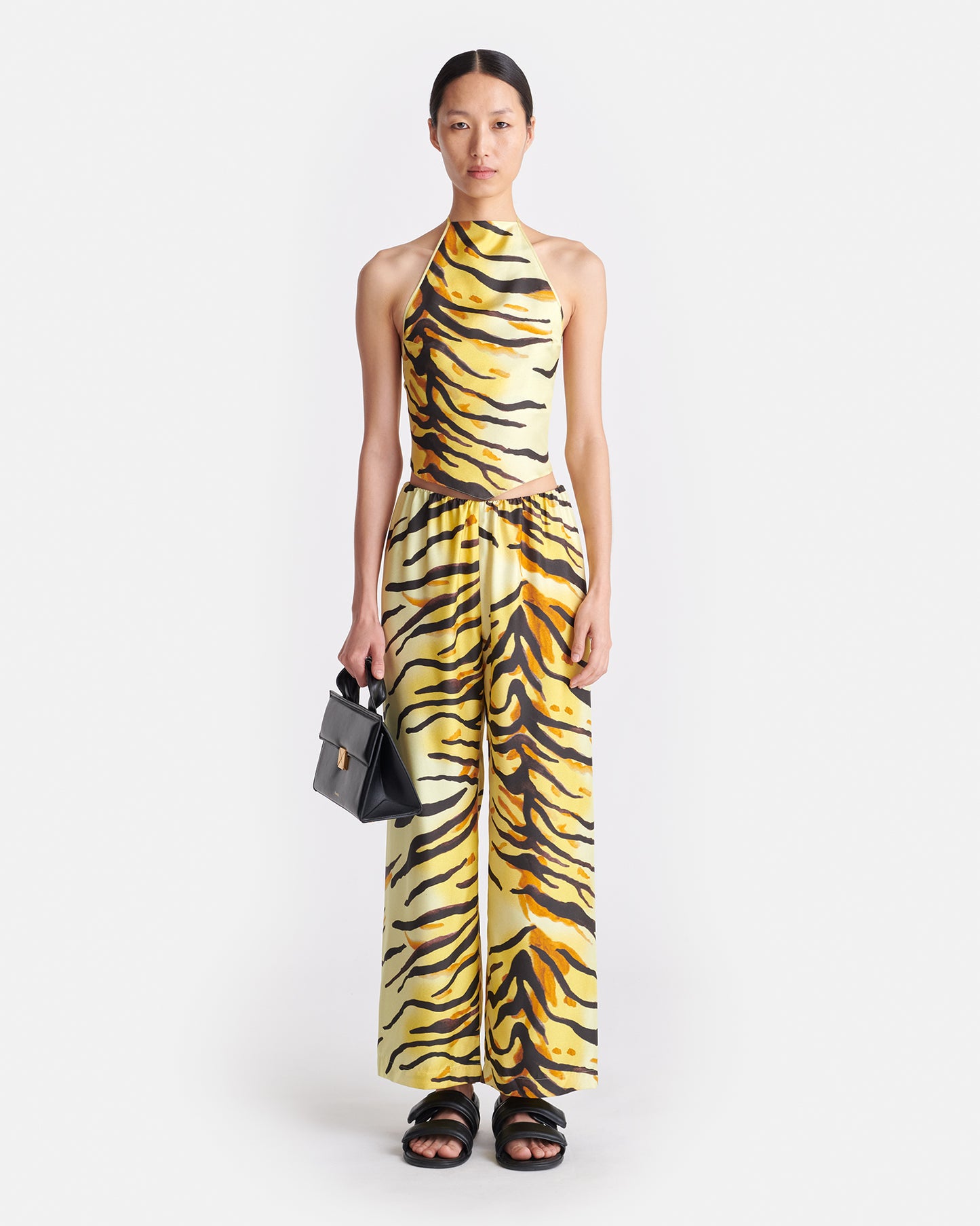 Lilla - Printed Silk Twill Top - Tiger