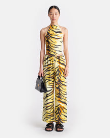 Brenda - Printed Silk Twill Pants - Tiger