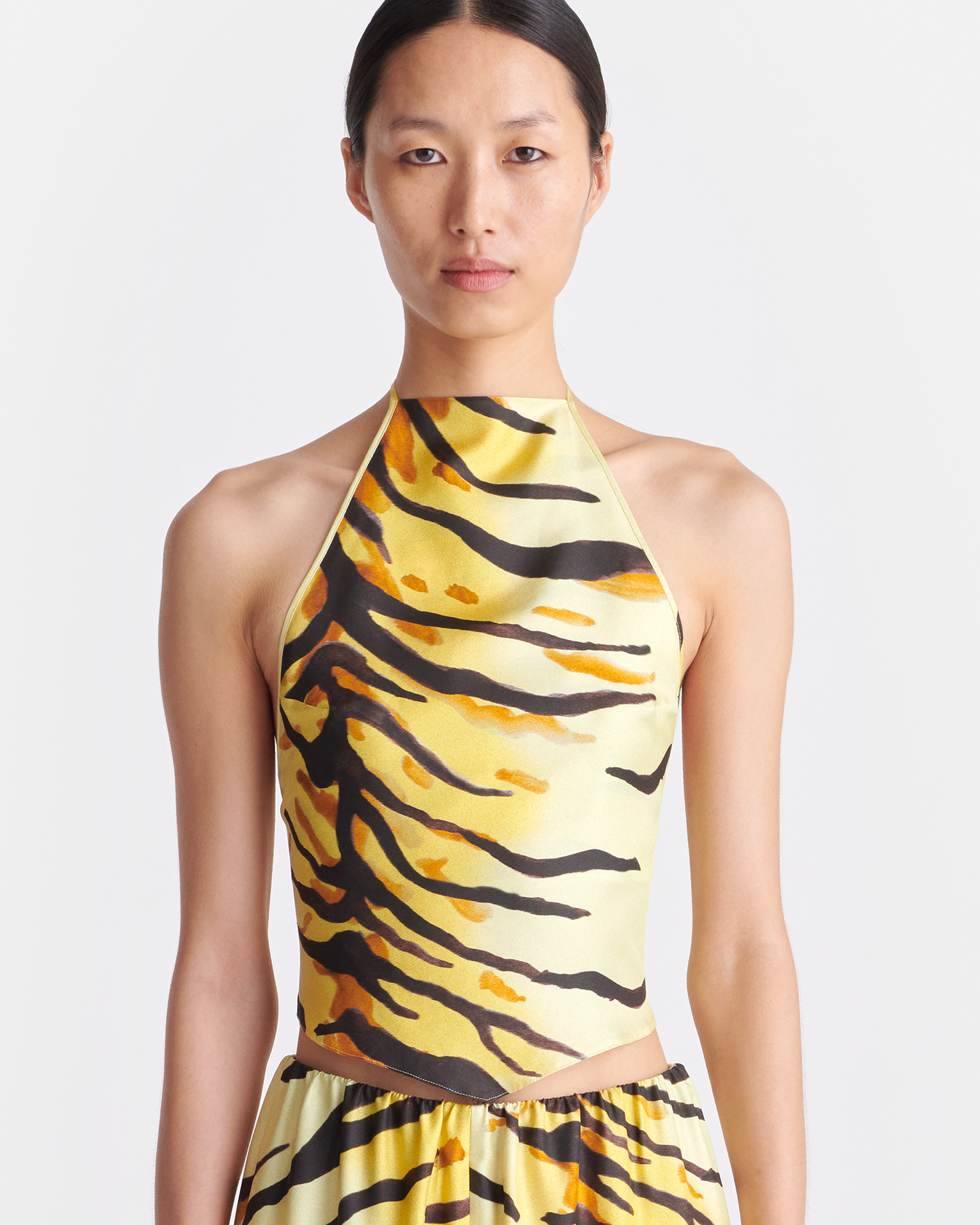 Lilla - Printed Silk Twill Top - Tiger