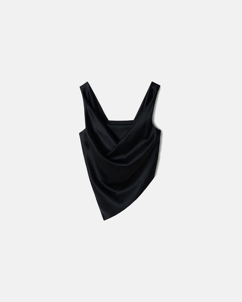 Petra - Sleeveless Draped Slip Satin Top - Black – Nanushka