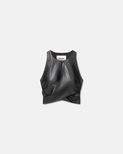 Phine - SaleOkobor™ Alt-Leather Top - Black