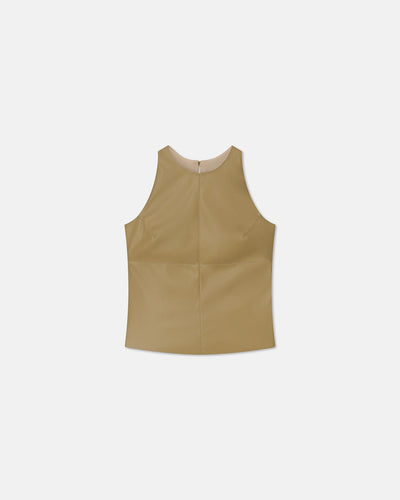 Teza - Sale Okobor™ Alt-Leather Sleeveless Top - Khaki Okobor