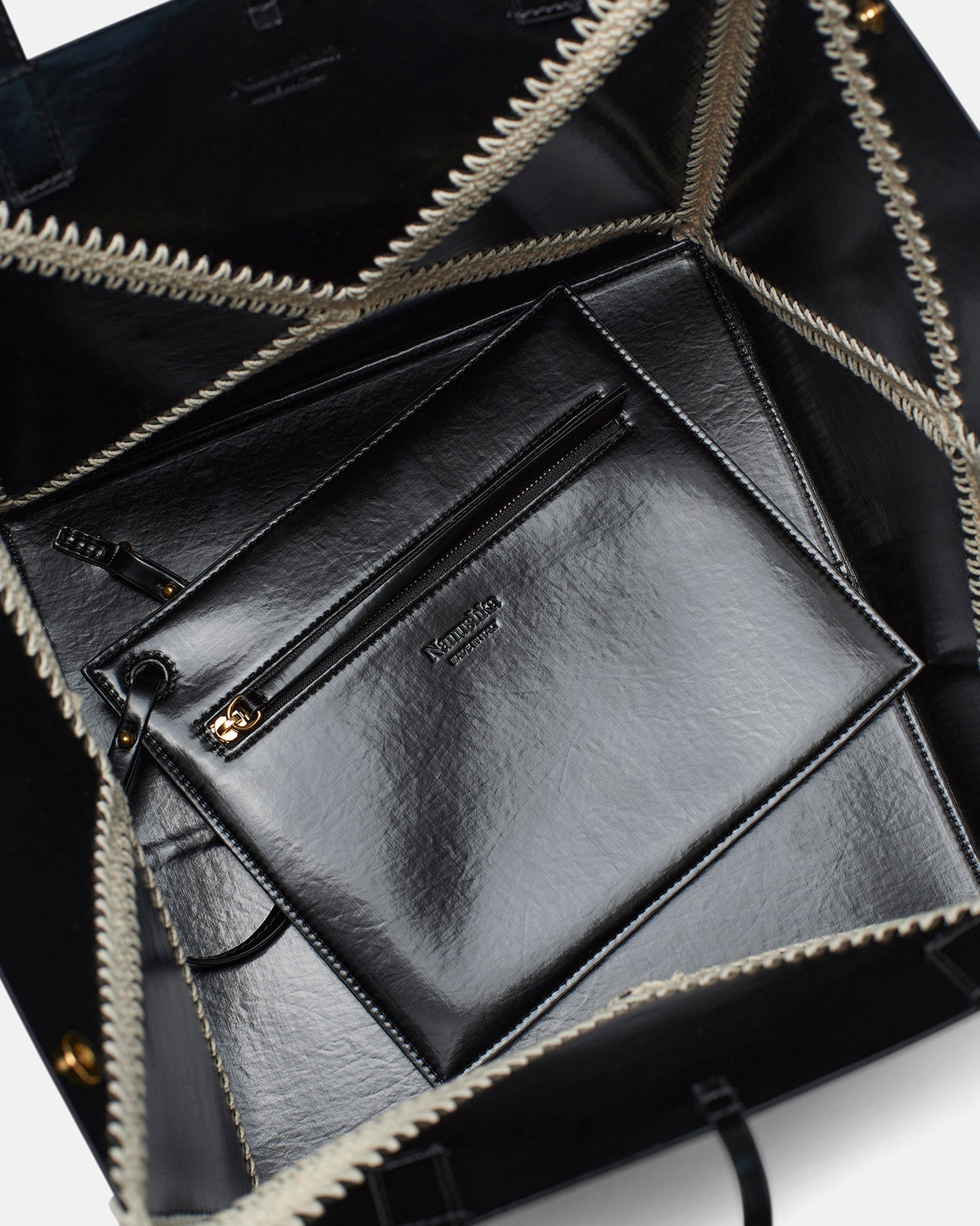 Nanushka Medium Vegan Leather Bucket Bag Black