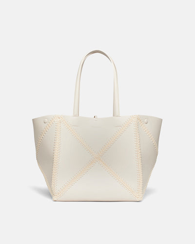 Origami Tote - Alt-Nappa Crochet Tote - Off White/Crème